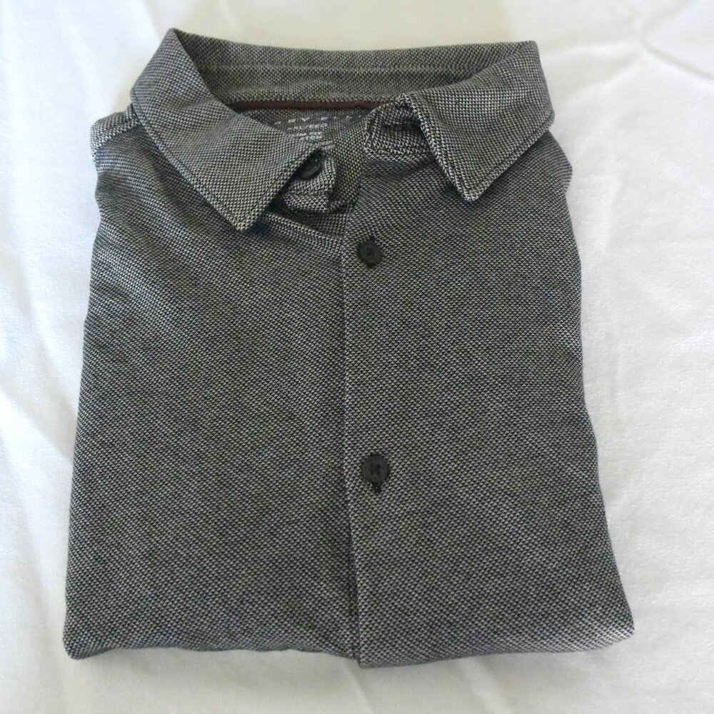 Perry Ellis Men Slim Fit Stretch fIT Knit Button Down Shirt Blue Sz XXL Gray